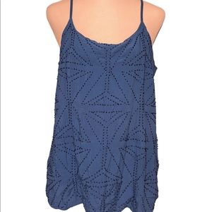 Anthropologie x Bl^nk London Beaded Camisole Tank, S, Blue